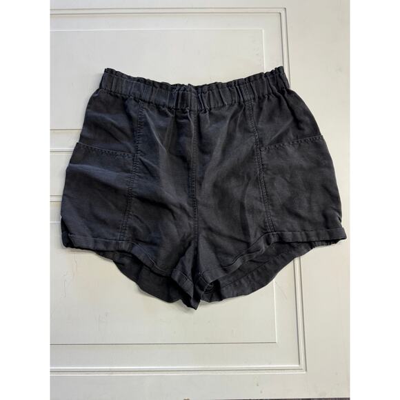 Wilfred Pants - Wilfred by Aritzia Black Elastic Waist Linen Blend Pull On Shorts Size Large L